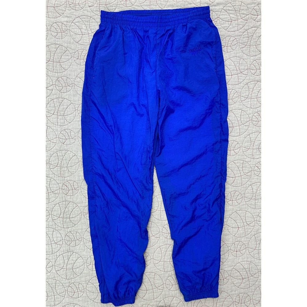 Reebok Track Pants Blue VTG Y2K Lined Windbreaker / Men's Large